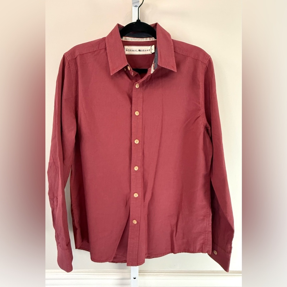 The Normal Brand Red Button Down Shirt Mens M Casual Cotton Classic Fit